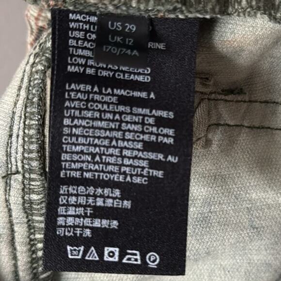 ANTHROPOLOGIE PILCRO CORDUROY CAMOUFLAGE EXPOSED BUTTON FLY SKINNY PANTS - Picture 8 of 10